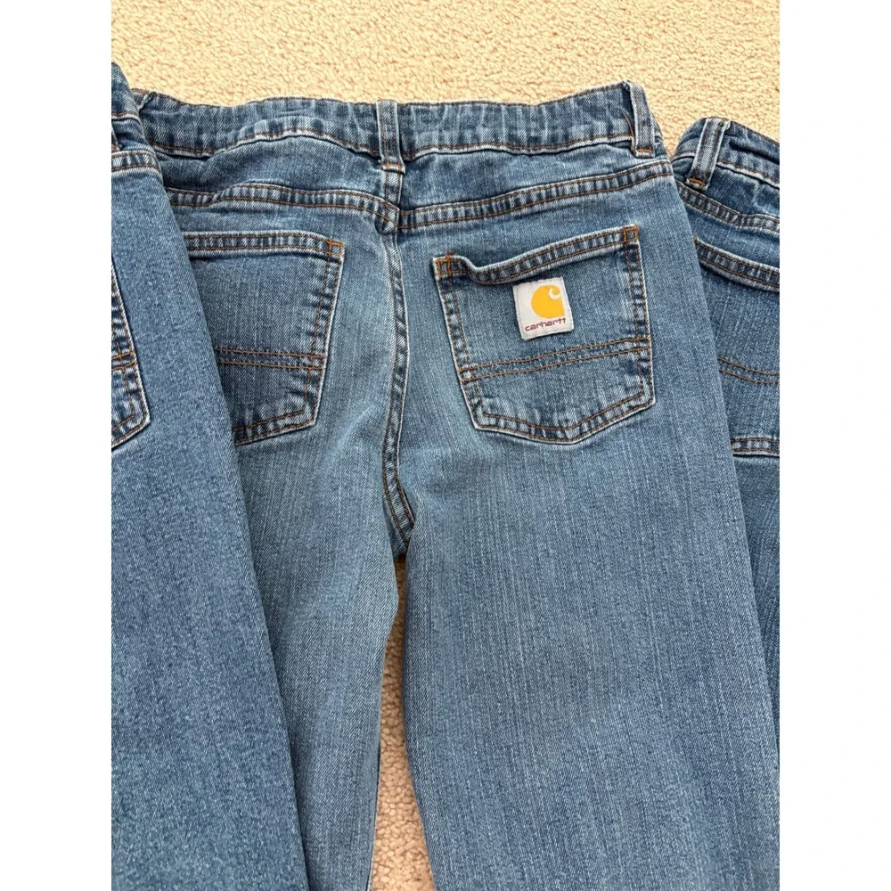 Bundle of 4 - Carhartt Kid Jeans Size 12 Denim Bootcut Adjustable Waist BD8374-B